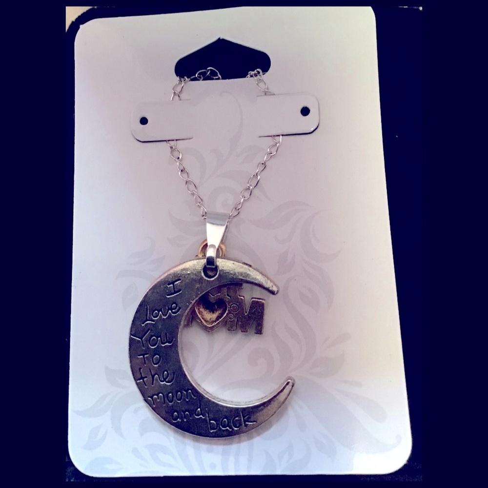 Gold “#1 Mom” & Silver“I Love You To the moon and back” On 925 Silver Chain - Picture 2 of 8